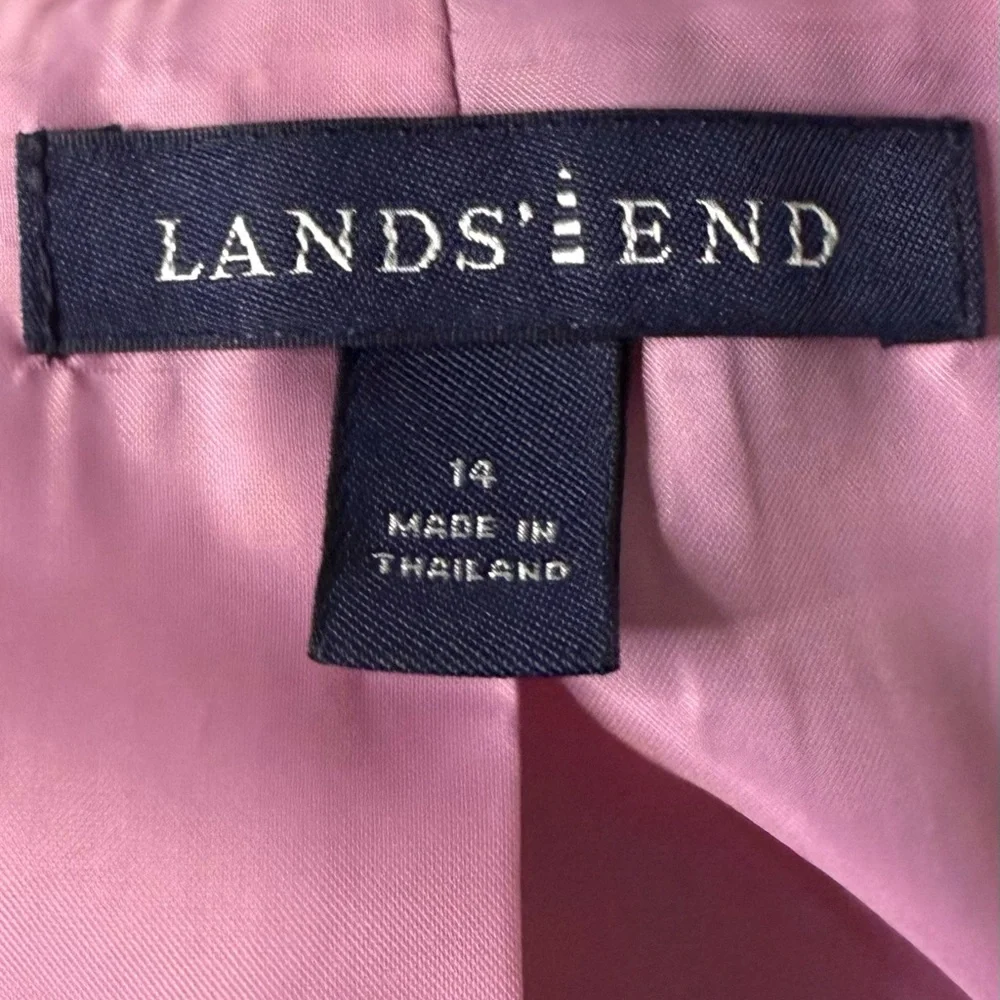 Lands' End Classic Pink Blazer‎ Wool Blend Size 14 - Picture 3 of 7